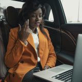 woman working in the car